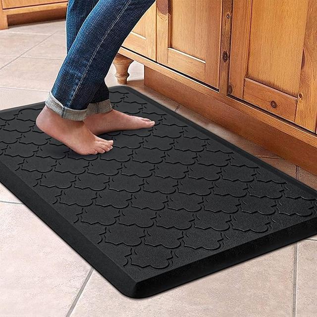 WiseLife Kitchen Mat Cushioned Anti Fatigue Floor Mat,17.3"x28", Thick Non Slip Waterproof Kitchen Rugs and Mats,Heavy Duty Foam Standing Mat for Kitchen,Floor,Home,Office,Desk,Sink,Laundry, Black
