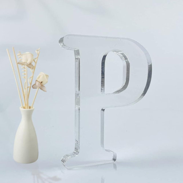 WOODOUNAI 4 Inch Designable Acrylic Letters Unfinished Acrylic Letters for Wall Decor Decorative Standing Letter Slices Sign Board Decoration for Craft Home Party Projects (P)