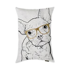 Bermudez Frenchie with Glasses Throw Pillow