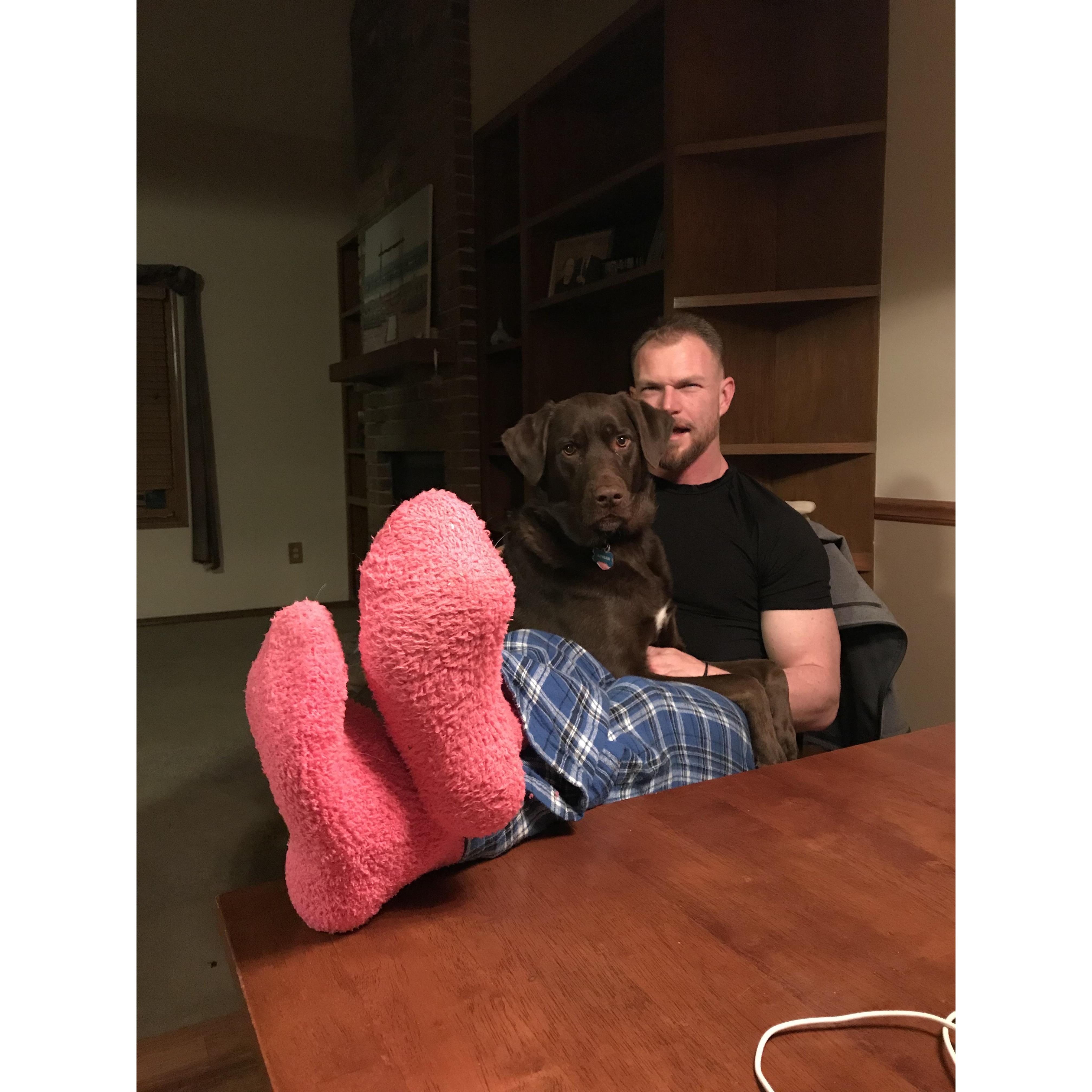 Justin said "I love you" for the first time after a weekend of Erika taking care of him while he was sick. January 2018