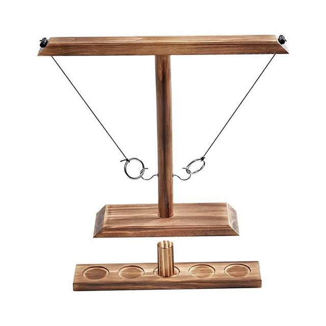 Ring Toss Game for Adults, Wooden Ring Toss Game with Shot Ladder,Battle Hook and Ring Game Set for Bars, Home, Party, 100% Handmade 15.8" X 13" Large Size
