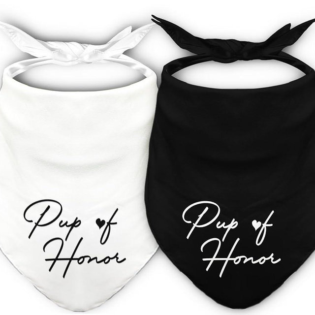 Pup of Honor Dog Bandanas, Engagement Gifts Dog Scarf 2 Packs, Wedding Accessories for Medium Large Dogs