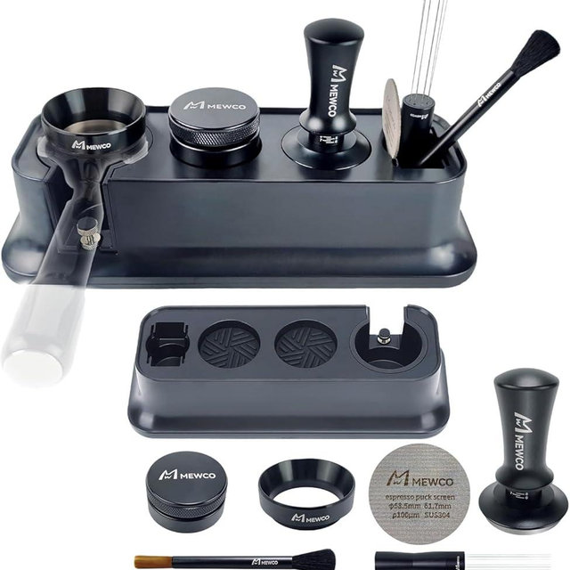 7 Pack Espresso Tamper Station&Coffee Distributor Tamper&Espresso WDT Stirrer&Coffee Tamping&Brush&Coffee Dosing Funnel&Espresso Puck Screen, Espresso Accessories for Bar Home Office (58 mm)