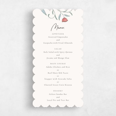 Red Scalloped Wedding Menu - Sinfonia