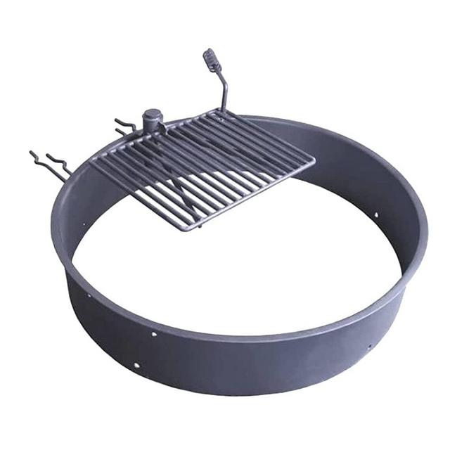 TITAN GREAT OUTDOORS 36-in Steel Fire Ring with 15.5-in. x 19.5-in. Grate, Outdoor Cooking Camping