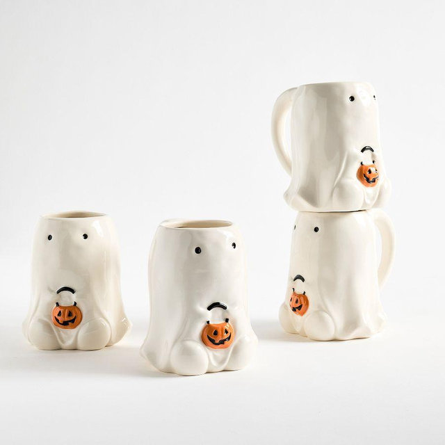 Gus The Ghost Mugs, Set of 4 - White
