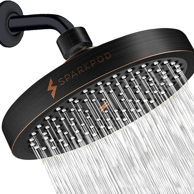 SparkPod Shower Head - High Pressure Rain - Luxury Modern Look - Easy Tool Free Installation - The Perfect Adjustable Replacement For Your Bathroom Shower Heads (Oil Rubbed Bronze)