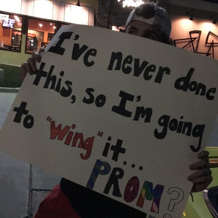 April 2017 - Cole showed up after Kayla's shift at Pizza Hut one day and asked her to prom with WingStop