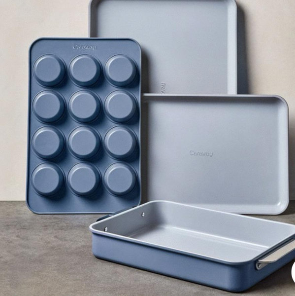 Caraway Nonstick Ceramic Bakeware Set (5 Pieces) - Baking Sheets, Assorted Baking Pans & Storage - Aluminized Steel Body - Non Toxic, PTFE & PFOA Free - Slate