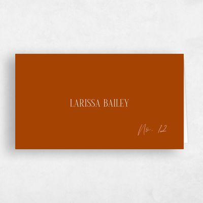 Dark Rust, Orange Wedding Place Card - Kosrae