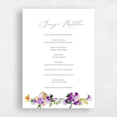 Rich Purple Wedding Program - Springboro