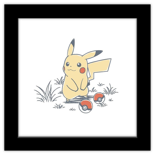 Gallery Pops Pokémon - Daily Sketch Pikachu Wall Art, 12" x 12" Gallery Pops Wall Art, Black Framed Version