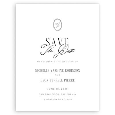 White Modern Wedding Digital Save the Date - Reece Portrait
