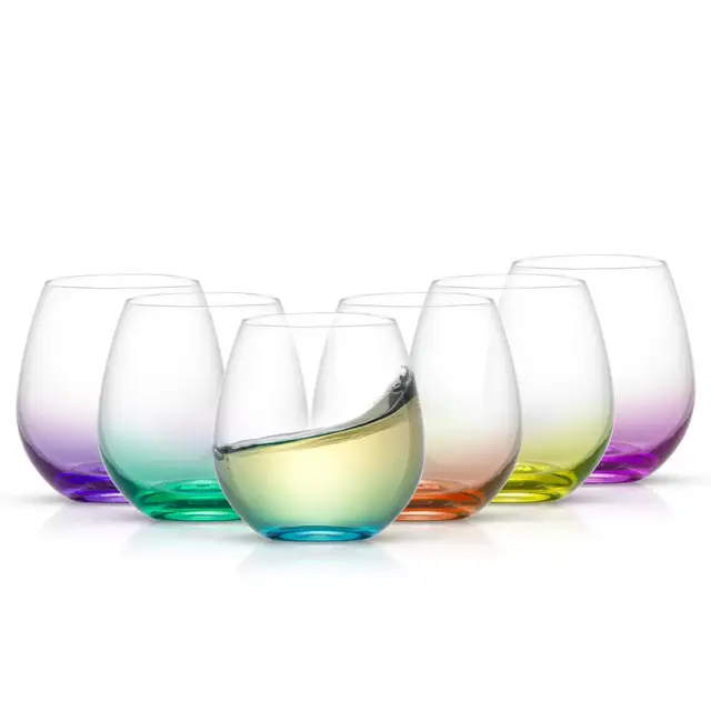 JoyJolt® Hue Color Stemless Wine Glasses (Set of 6)