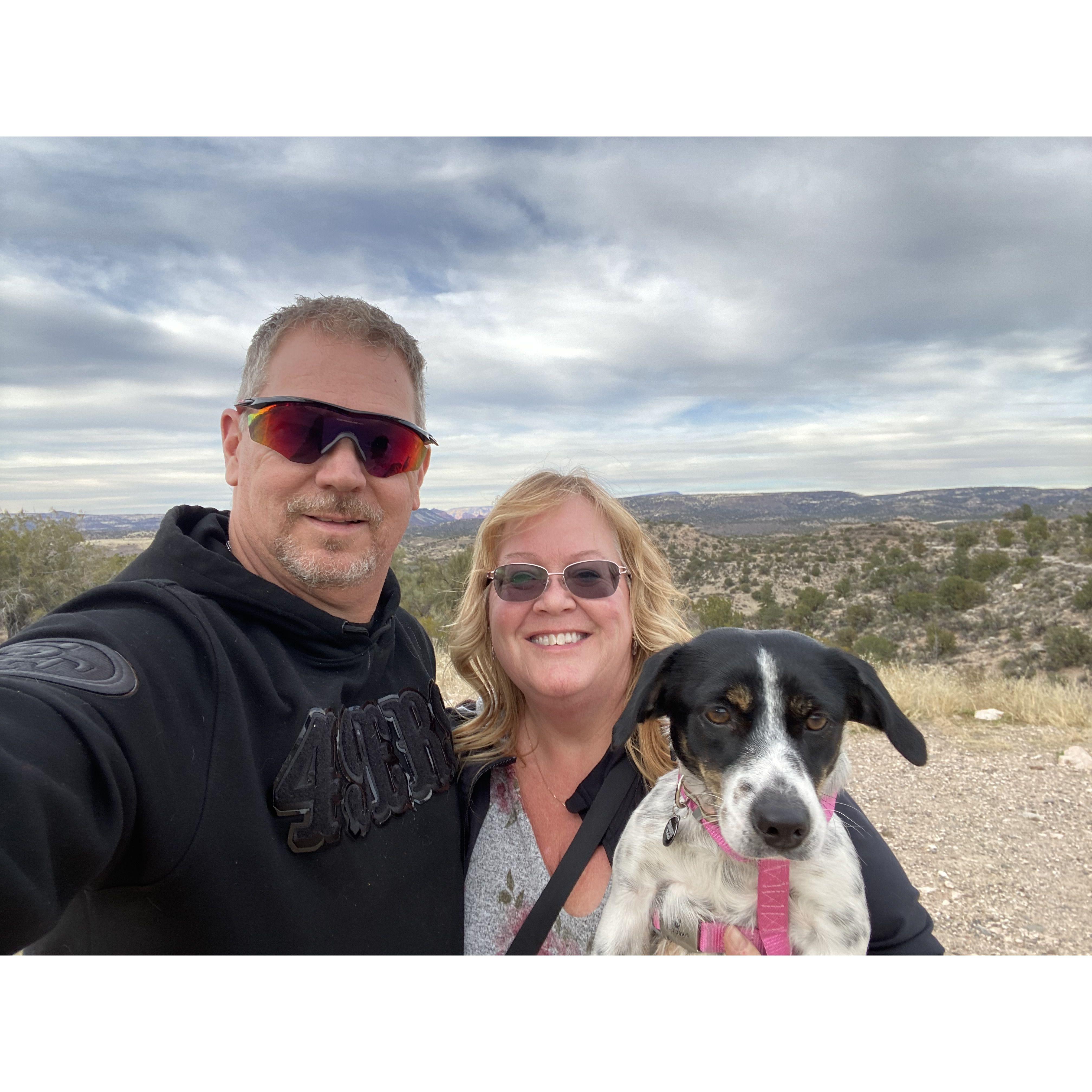 Robert, Pam and Brandy on a road trip