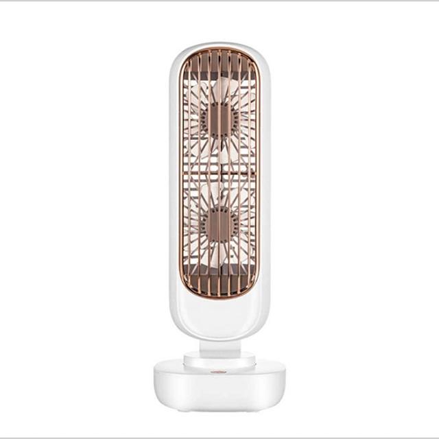 BATEER Desk Fan, Retro Double-blade Tower Fan, USB Personal Standing Fan with 3 Speeds for Home Office Bedroom Table and Desktop