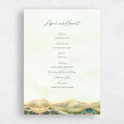 Lightest Green Wedding Program - Serene