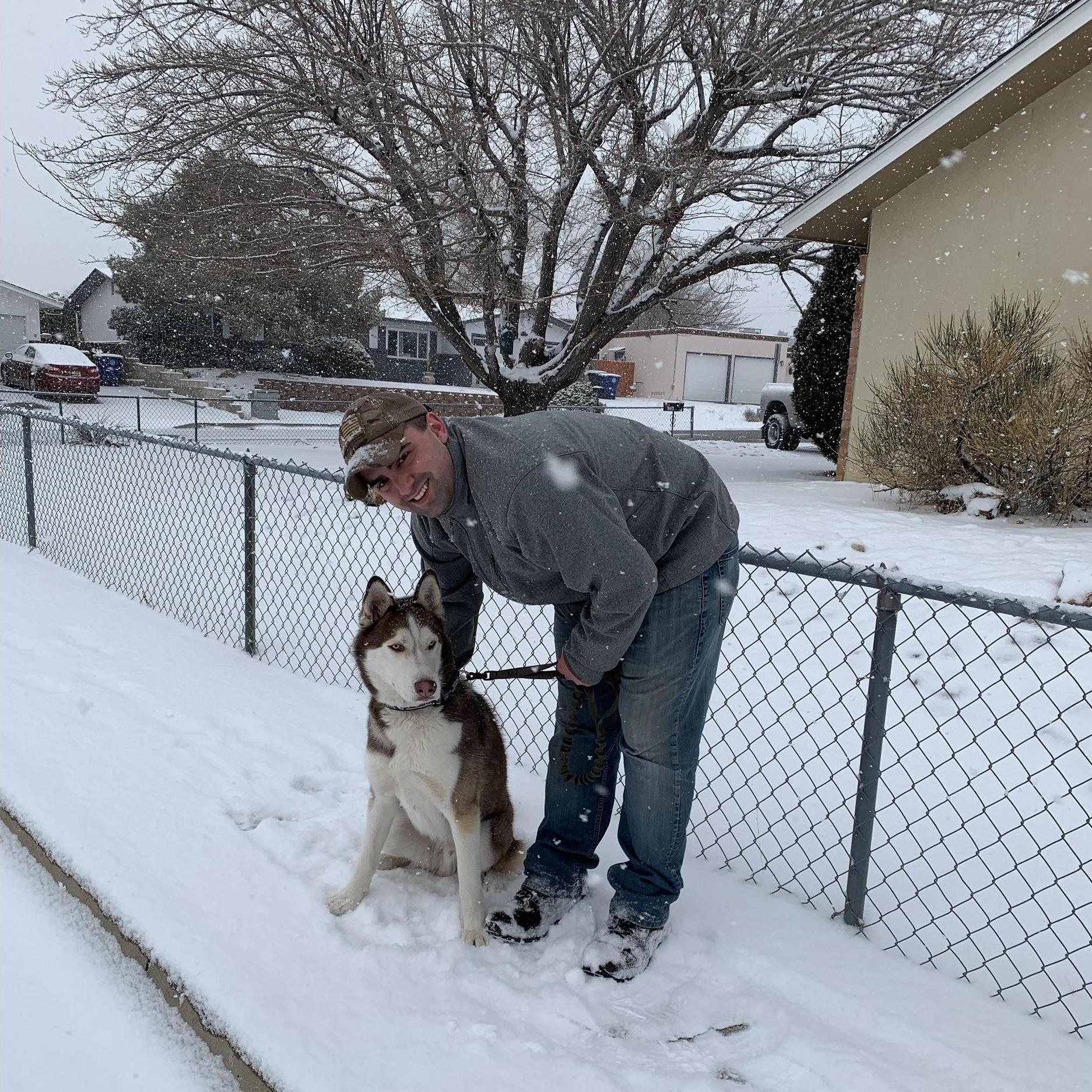 Caleb and Jax in the snow