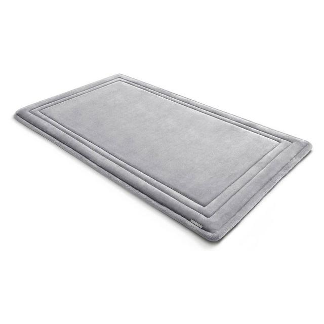 21"x34" SoftLux Framed Runner Bath Mat with GripTex Skid-Resistant Base Light Gray - Microdry