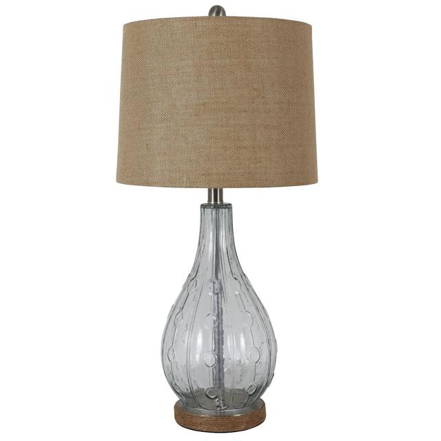 27.5" Emma Embossed Glass Table Lamp Clear - Decor Therapy