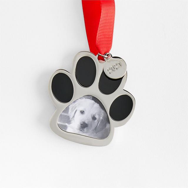 Silver Paw Print Frame Christmas Ornament 2021