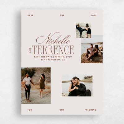 Light Greige, Grey Wedding Save the Date - Solange Multiphoto