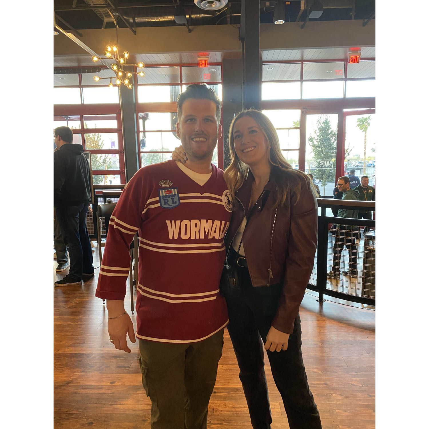 Celebrating Michael's 35th birthday and Katie's first Manly Sea Eagles game.