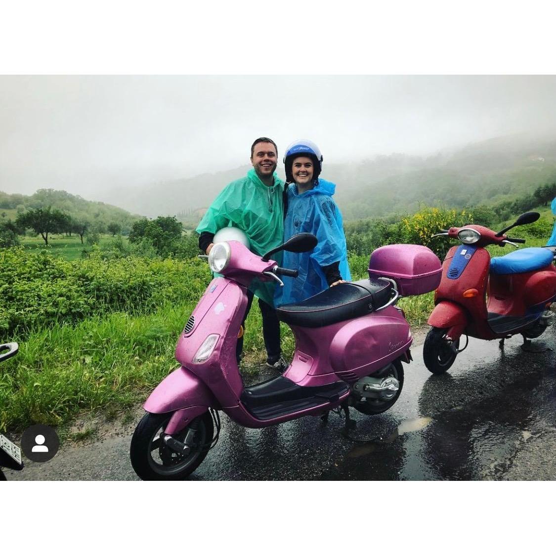 Our super fun trip to Tuscany where the day of our Vespa tour was one giant thunderstorm and only one of us could really ride the scooter without falling. Guess who?! :P