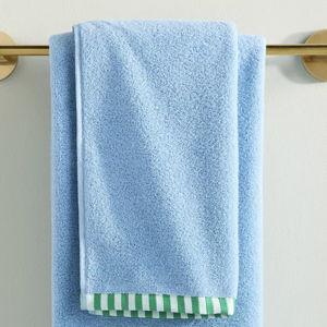 The Sloane Stripe Trim Soft Cotton Towel Collection - BLUE