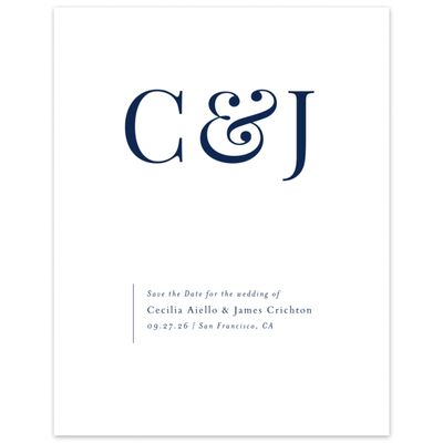 Navy, Blue Wedding Digital Save the Date - Brunswick Portrait