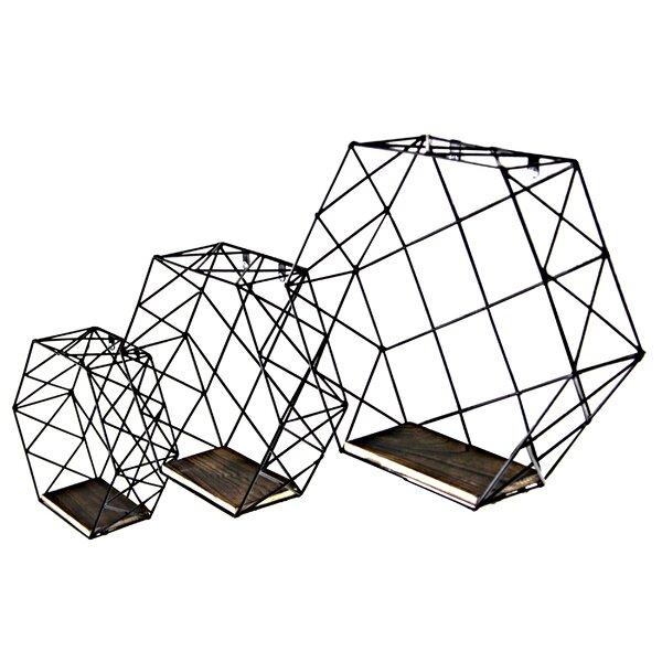 Murray Hexagon Metal 3 Piece Wall Shelf Set
