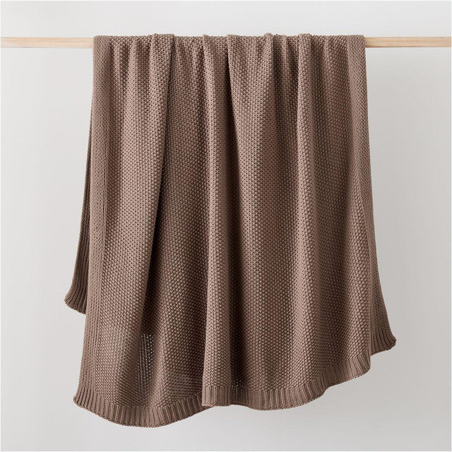 Cotton Knit Throw, 50x60, Taupe