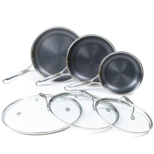 6pc HexClad Hybrid Cookware Set w/ Lids