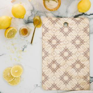 Watercolor Shibori Taupe Rectangle Serving Board