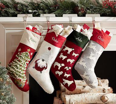 Two Personalized Holiday Icons Crewel Stockings