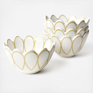 Deco Gold Scallop Small Bowl, Set of 4
