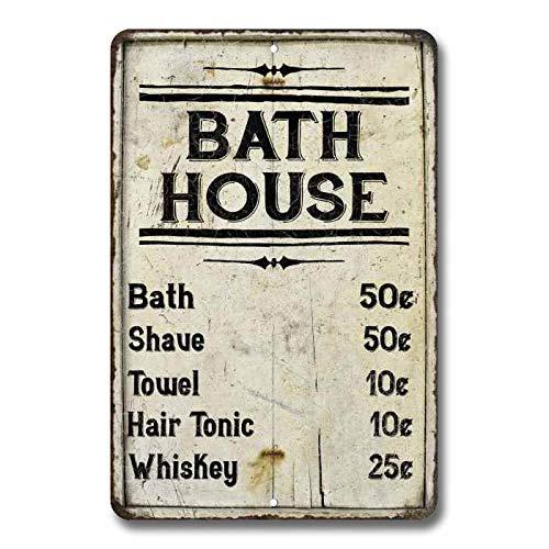 Chico Creek Signs Bath House Price List Sign Vintage Decor Signs Shower Shave House Farmhouse Rustic Bathroom Decorations Wall Art Tin Bathhouse Metal Gift 8 x 12 High Gloss 208120020175