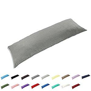 TAOSON 100% Cotton 300 Thread Count Body Pillow Cover Pillowcase Pillow Protector Cushion Cover with Zippers Only Cover No Insert (Dark Grey,21"x54")