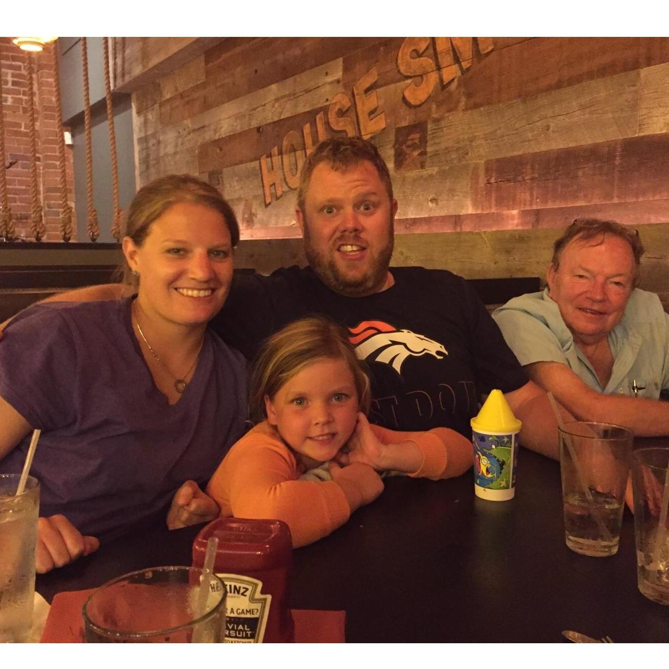 Our first picture together... also pictured is Alex's niece, Georgia, and Alex's father, Nick.