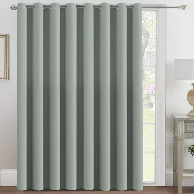H.VERSAILTEX Blackout Patio Curtains 100 x 84 Inches for Sliding Door Extral Wide Blackout Curtain Panels Thermal Insulated Room Divider - Grommet Top, 7' Tall by 8.5' Wide - Light Sage