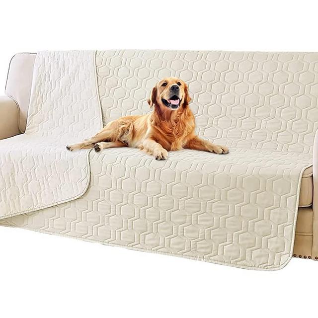 Tcksstex Waterproof & Anti-Slip Dog Bed Cover and Pet Blanket Sofa Pet Bed Mat ，car Incontinence Mattress Protectors Furniture Couch Cover for Most Cats Dogs, Pets<52x82-Ivory>