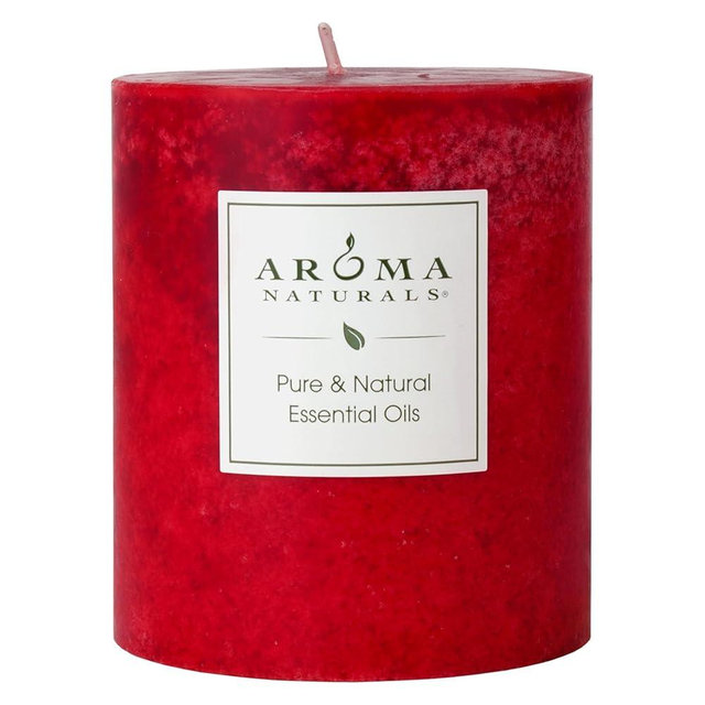 Aroma Naturals Holiday Orange, Clove and Cinnamon Essential Oil Scented Pillar Candle, Warm Spice, 3 inch x 3.5 inch