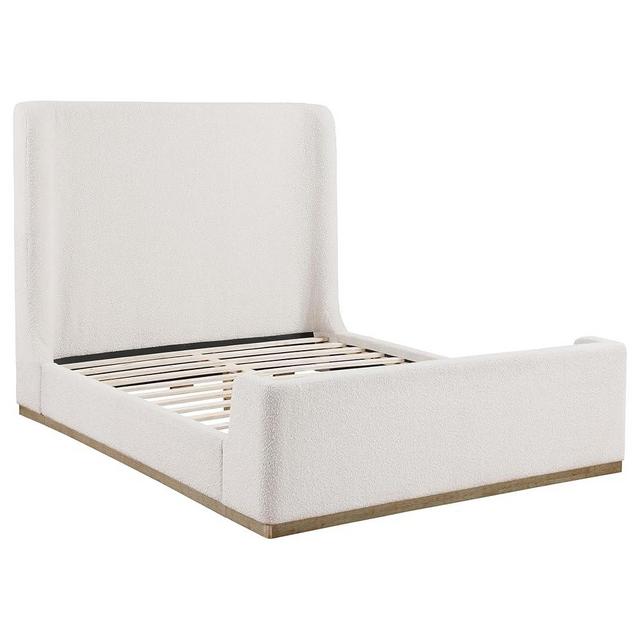 Coaster Home Furnishings Nala Contemporary Boucle Upholstered Queen Size Sleigh Bed Frame Platform Bed 57-inch Headboard Cream 302046Q