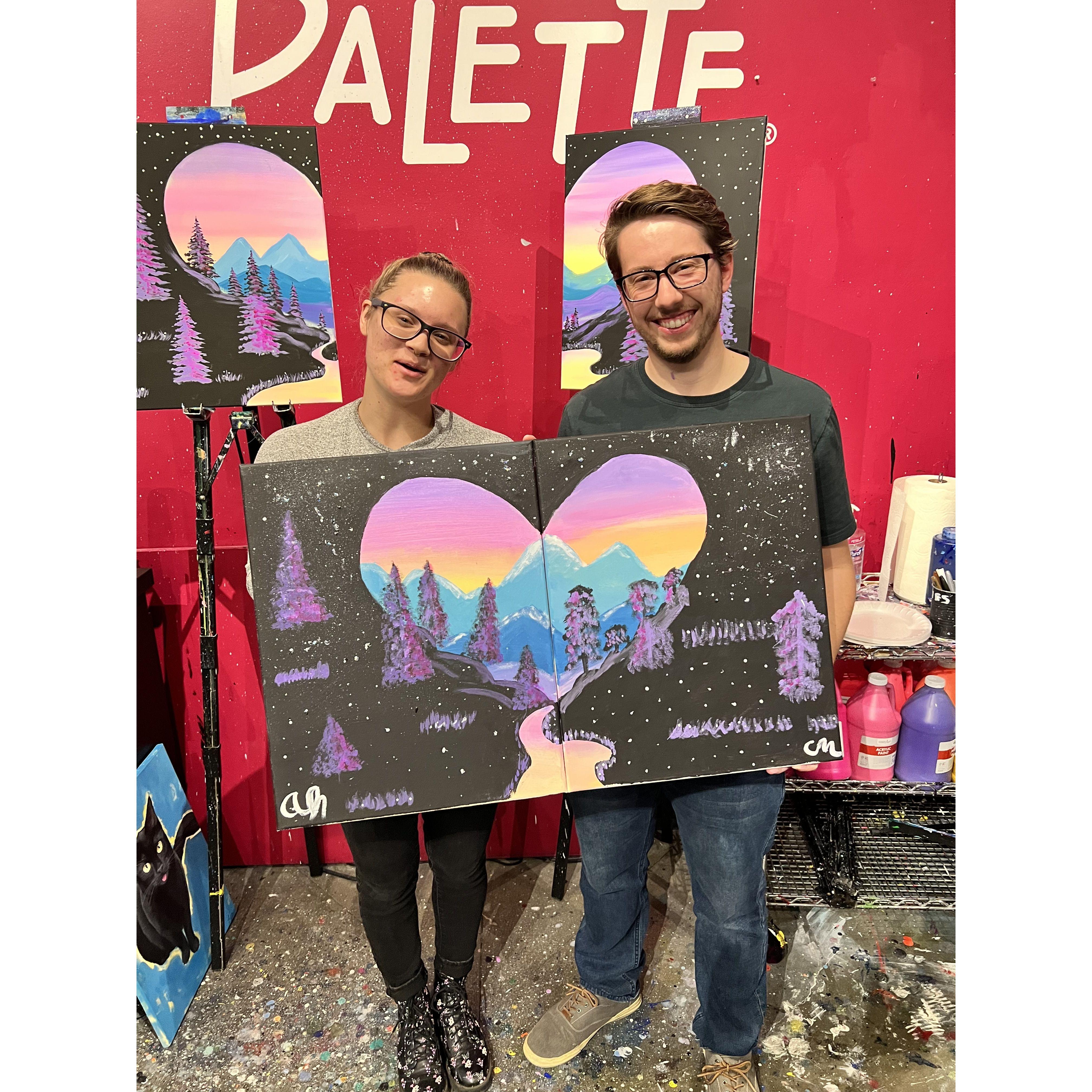Valentine's Day & our 3rd anniversary - we went to Pinot's Palette to do a couples painting
