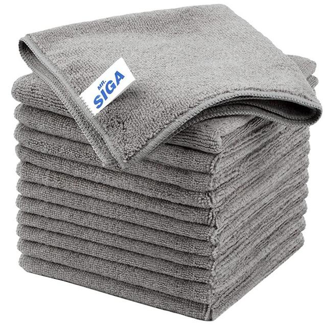 MR.SIGA Microfiber Cleaning Cloth, All-Purpose Microfiber Towels, Streak Free Cleaning Rags, Pack of 12, Grey, Size 32 x 32 cm(12.6 x 12.6 inch)