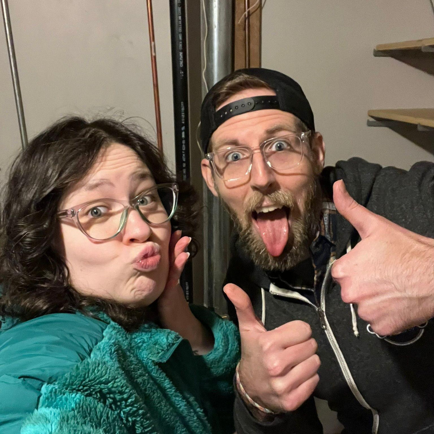 Celebratory pic after finding the rental home we would move into together! 2024.