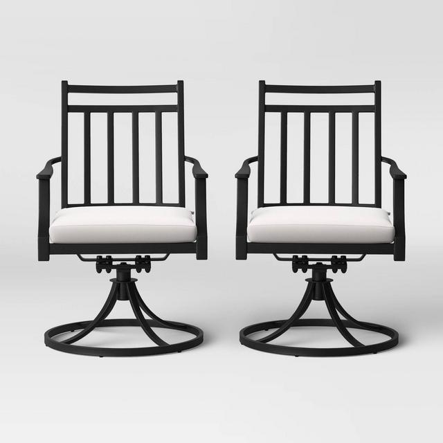 Fairmont 2pk Metal Swivel Rocking Patio Dining Chair Linen - Threshold™