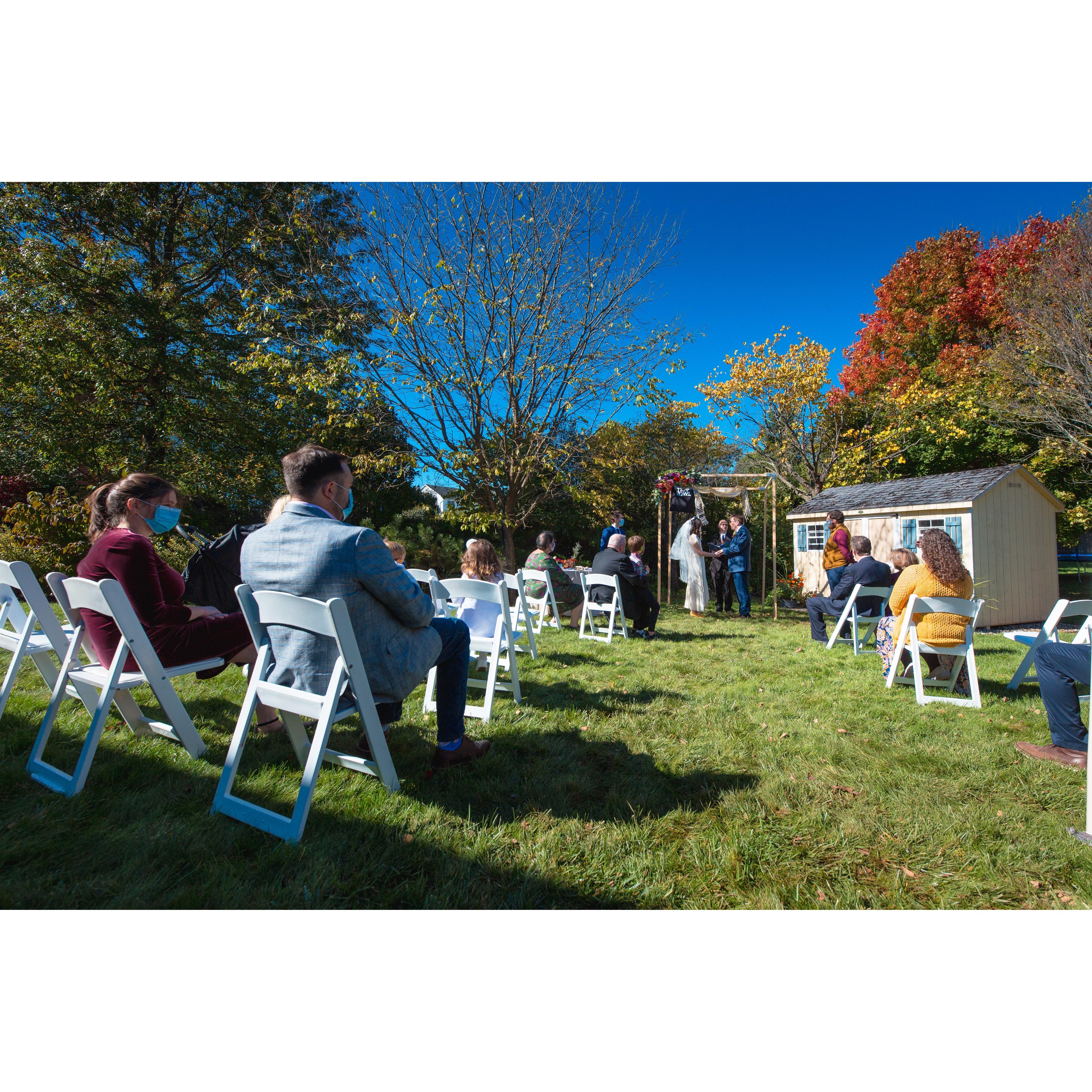 Hillsborough, October 17, 2021. Our wedding ceremony. Wedding photos by our talented friend and photographer, Jimmy Kastner (with Kristin!).