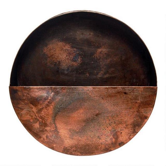 Small Round Aged Copper Wall Planter