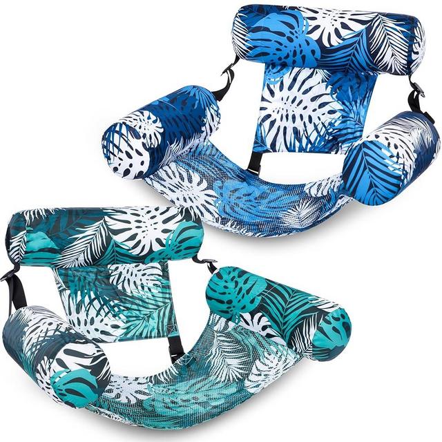 Sloosh Pool Floats Chairs Adult, 2 Packs Inflatable Pool Lounge Chairs,Blow up Pool Noodles Floats for Adults,Floating Water Chair for Pool Party Summer Water Fun